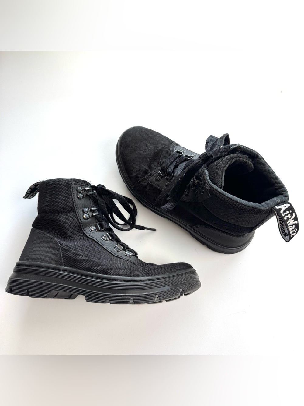 Dr Martens Combs W Black Canvas Utility Combat Boots Women’s Sz 6 Tactical Goth